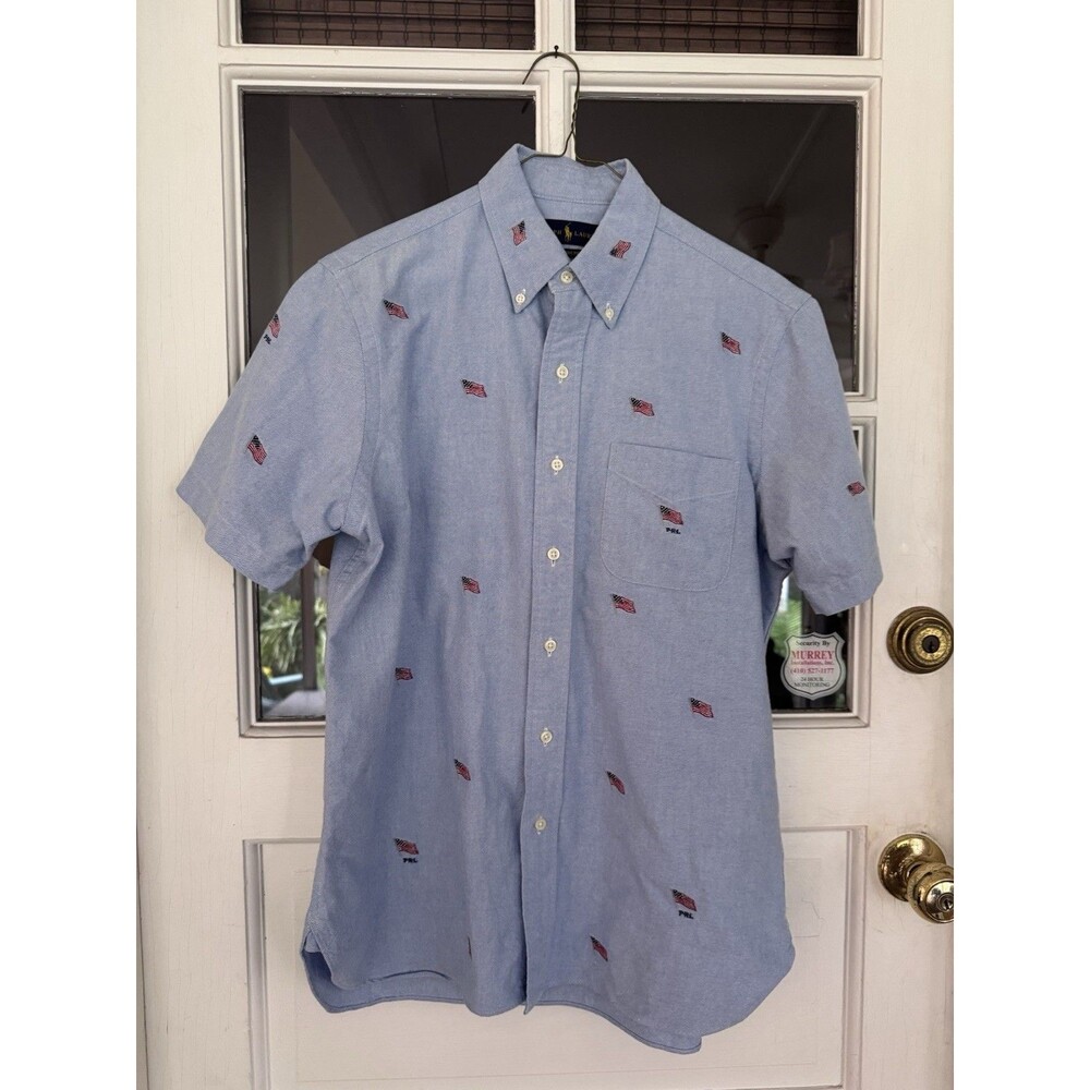 Polo Ralph Lauren Classic Fit Button Down Shirt Embroidered USA Flag Medium